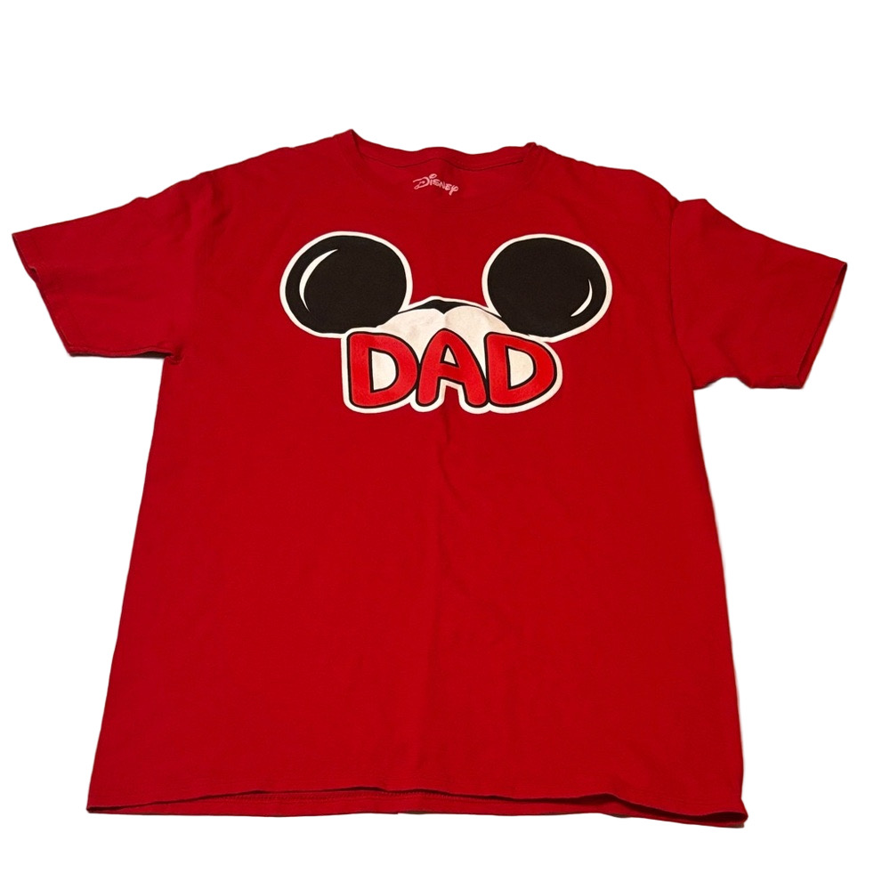 Disney Dad Mickey Mouse Ears Graphic Tee Red Men’s Medium - Picture 2 of 7